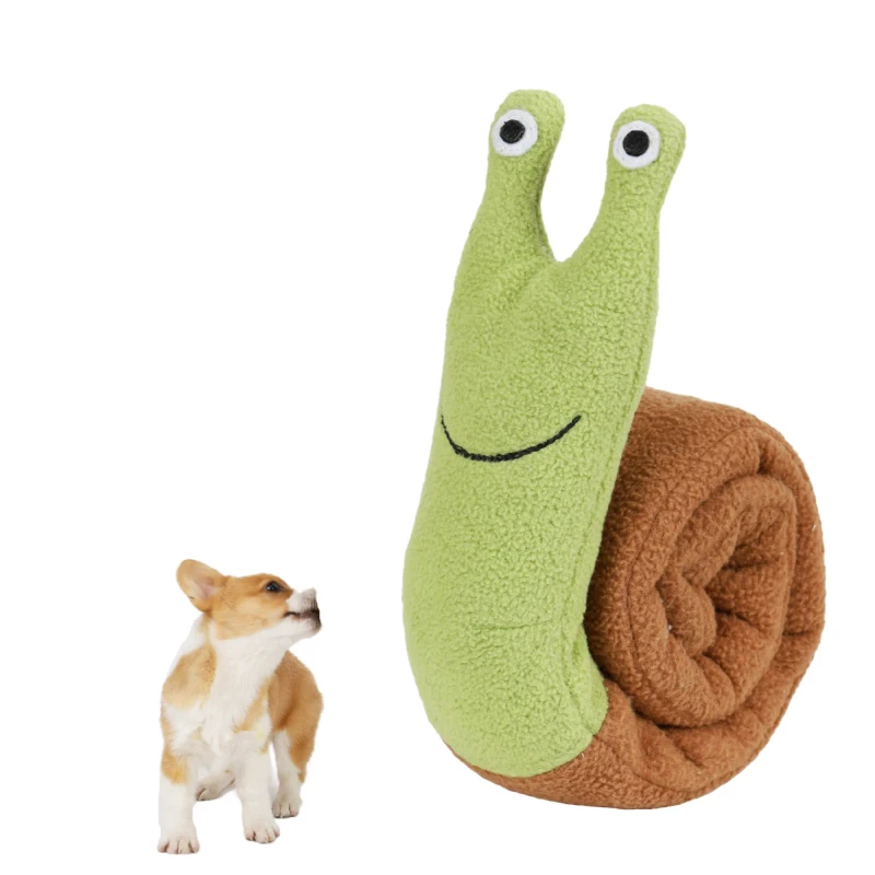 Latest Model Pet Squeak Dog Toy Eco Friendly Cute Snail Self Hi Sound Chew Puzzle Hide Food Plush Toy for Teeth Cleaning