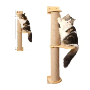 Latest Styles Cat Activity Tree Scratch Posts Wall Mounted Wood Eco-Friendly Scratcher Pine Hammock 5 Pcs Pet