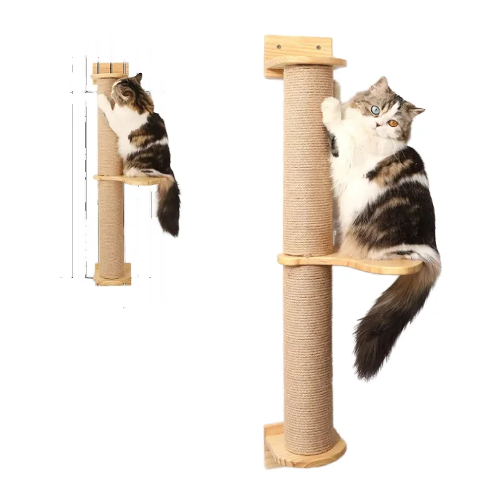 Latest Styles Cat Activity Tree Scratch Posts Wall Mounted Wood Eco-Friendly Scratcher Pine Hammock 5 Pcs Pet