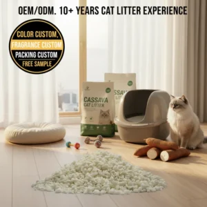 Latest Technology Eco friendly Biodegradable Cassava Cat Litter 2.5kg Strong Water Absorption Fast Dust Extra Odor Control