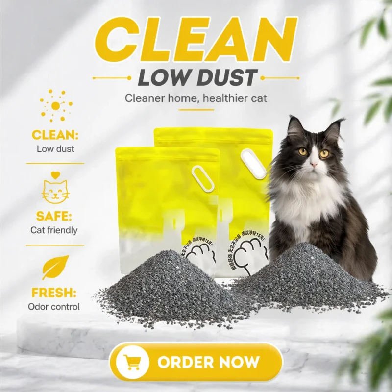 Lavender Scent Bentonite Cat Litter Activated Carbon Irregular Granules Strong Clumping Low Dust Odor Control for Multiple Cats