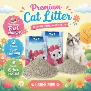 Lavender Scented 5KG Bentonite Cat Litter Small Granules High Absorption Fast Clumping Low Dust Odor Control for Multiple Cats