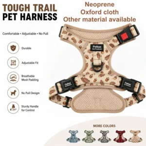 Leaf Pattern Dog Harness Adjustable No Pull Pet Chest Harness Breathable Padded for Outdoor Walking