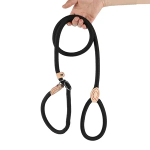 Leather Grip Rope Leash Heavy Duty Zinc Alloy Clasp 5 6 FT Leash for Dogs of All Breeds