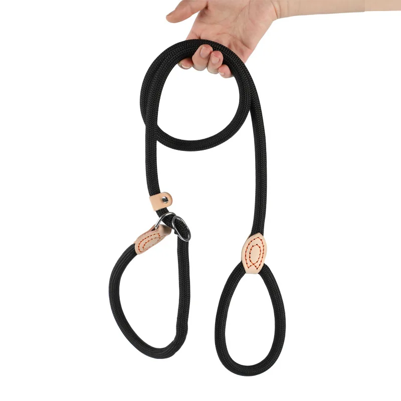 Leather Grip Rope Leash Heavy Duty Zinc Alloy Clasp 5 6 FT Leash for Dogs of All Breeds