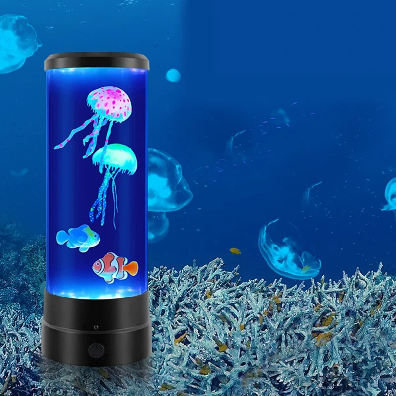 Led Color Changing Mini Aquarium Jellyfish Lamp Desk Decoration Fish Tank