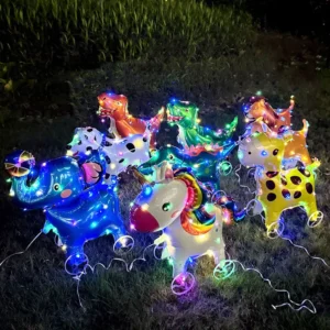 Led Glowing Walking Animal Foil Balloons With Wheels Pet Balloons Luminous Kids Gifts Street Stall Outdoor Park