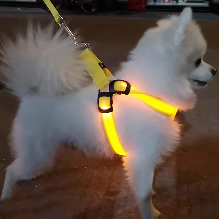 Light Dog Harness No Pull Night Safety USB Rechargeable Luminous Nylon Led Glowing