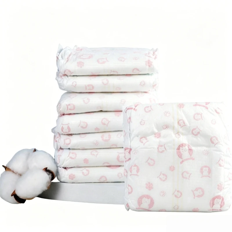 Light Pink Printed Size S Anti backflow Soft Cotton Pet Diaper for Female Dog Heat Period Use