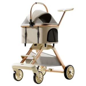 Lightweight Aluminum Alloy One Click Folding Pet Stroller Large Capacity Outdoor Cat Dog Carrier Pet Travel