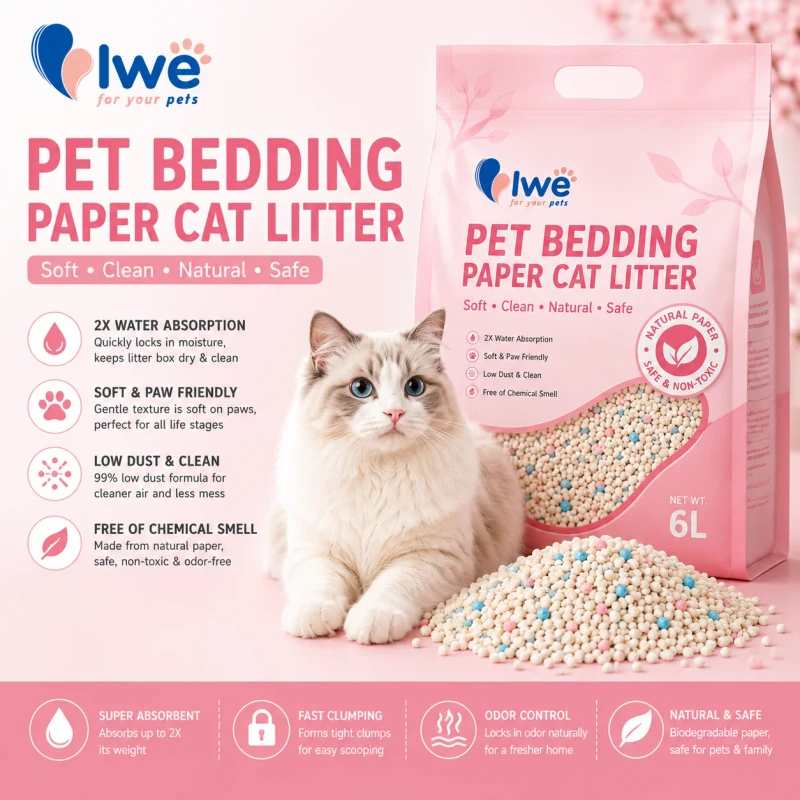 Lightweight Compressed Paper Pet Bedding Kitty Sand Non-toxic Safe For Small Animals Factory Supply