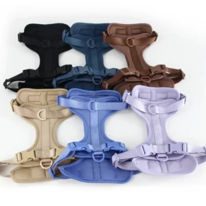Lightweight Custom Logo Pet Dog Safety Harness Adjustable Soft Padded Air Layer Dog Harness With Rubber Dog Collar Leash Bag