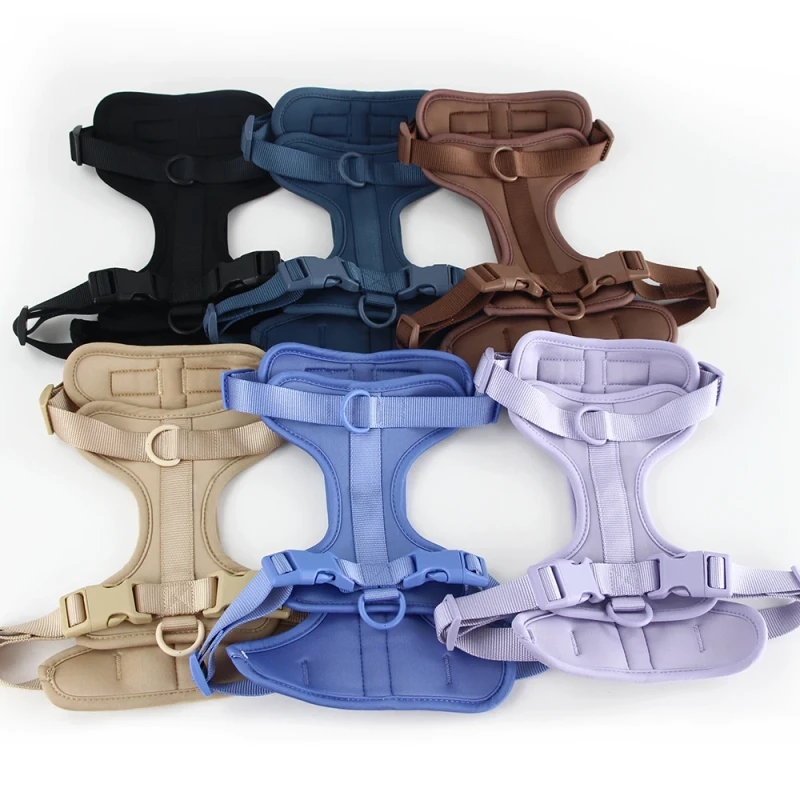 Lightweight Custom Logo Pet Dog Safety Harness Adjustable Soft Padded Air Layer Dog Harness With Rubber Dog Collar Leash Bag