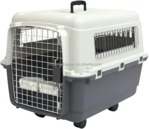 Lightweight Portable Aluminum & Plastic Foldable Durable Pet Carrier Air Travel Kennel with Plastic Tray