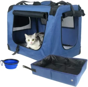 Lightweight Portable Transparent Pet Carrier Bag for Cats and Small Dogs for Travel and Car Use with Handle