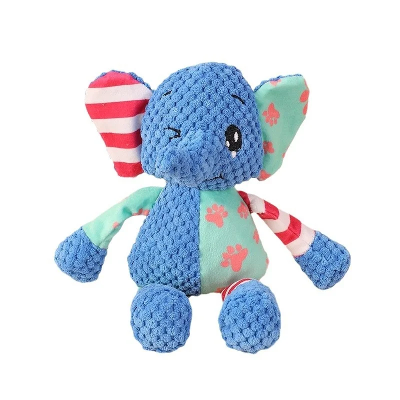 Little Blue Elephant Eco Friendly Waterproof Plush Dog Squeak Toy Chew Resistant Interactive Pet Supply