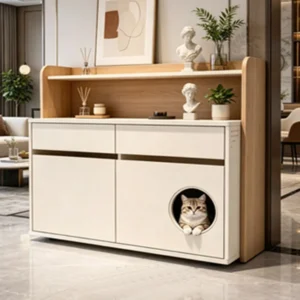 Living Room Cabinet Cat Bed Multi Functional Small Solid Wood Leg Cat House Dog Bed Pet Cage Storage Cabinet