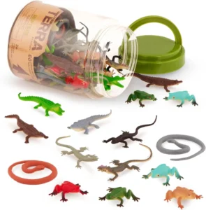 Lizards Animal Tube Realistic Plastic Animal Toys Reptile and Amphibian Figurines Frog Alligator Snake for Kids