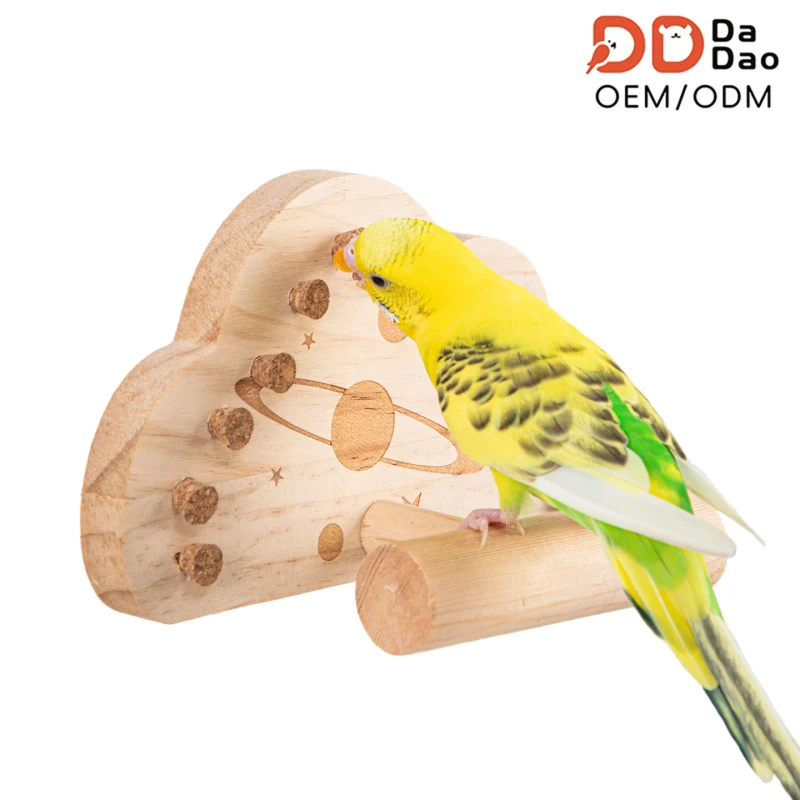 Log Cloud shaped Parrot Chewing Stand Cork Chew Stick Cage Perching and Play Equipment