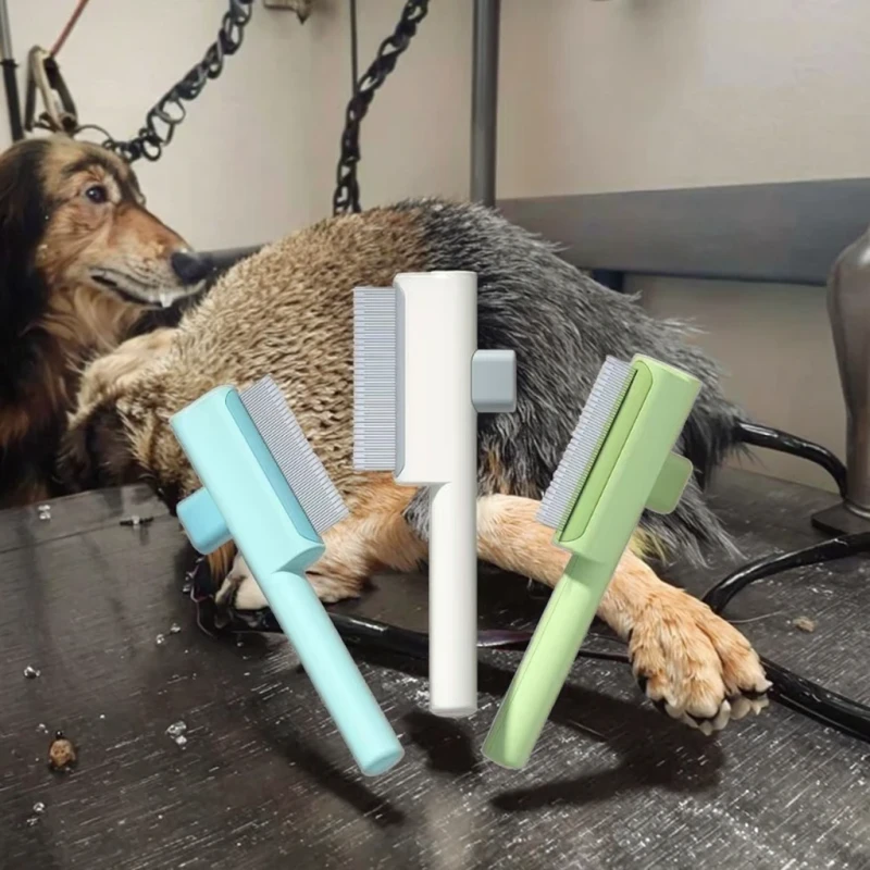 Logo Free HIPS Eco-Friendly Pet De-shedding Brush Self-cleaning Comb High-quality Pet Grooming Tools