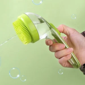 Long Handle Press Silicone Pet Bath Brush for Dog Cat Indoor