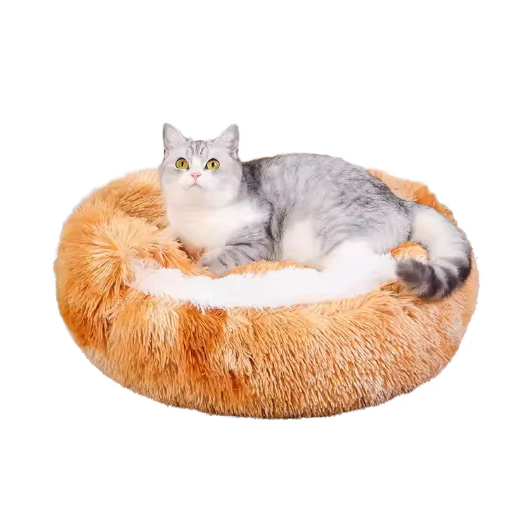 Long Plush Round Pet Nest Warm Dog Bed Soft Cat Bed