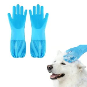 Long Sleeve Eco Friendly Soft Silicone Pet Cleaning Gloves Anti Scratch for Dog Cat Bathing and Massage Bathroom Use