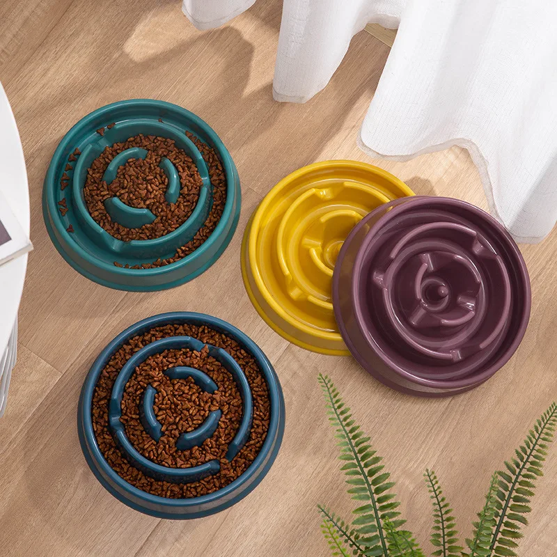 Low MOQ Pet Food Bowl Plastic Slow Feeder Dog Cat Feeding Bowl