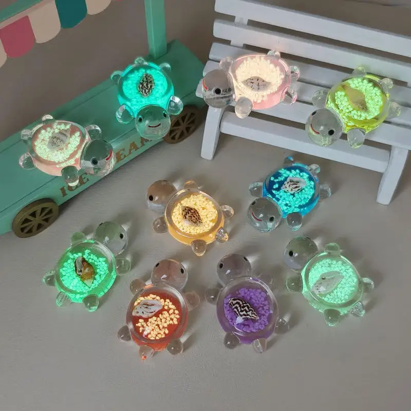 Luminous Colored Turtle Flat Back Charms DIY Phone Case Charms Kawaii AquariumTerrarium Micro Landscape Decor Glow Dark Turtle