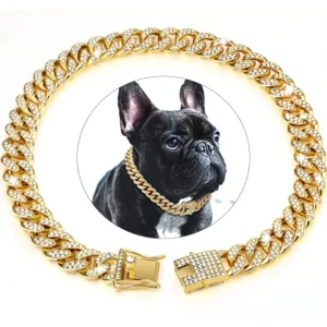 Luxurious Diamond Cuban Collar for Dogs Cats Elegant Metal Pet Chain with Secure Buckle Simple Design Pet Jewelry Accessories