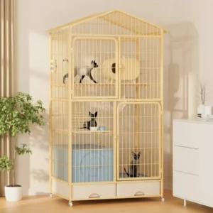 Luxurious Modern Collapsible Metal Pet Cat House With Wheels for Household Apartment Backyard Furniture