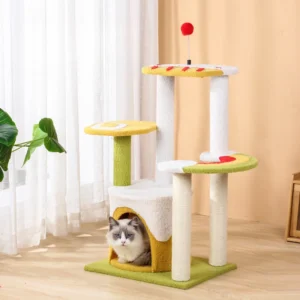 Luxury 3 Layer Sisal Cat Scratcher Tree Tower Pet Interactive Climbing Frame with House Resting Packed in Carton