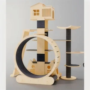 Luxury 5-Level Solid Wood Eco-Friendly Cat Tree 40cm Modern Style for Living Room Scratcher All Seasons