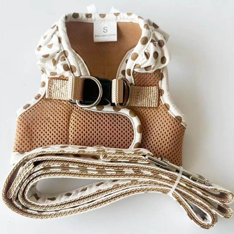 Luxury Adjustable Breathable Polyester Dog Harness and Leash Set for Daily Walks Comfortable Durable Pet Harness