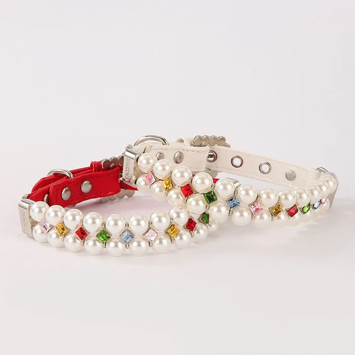 Luxury Adjustable PU Leather Pet Collar for Cats Dogs