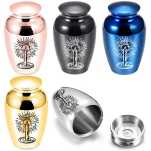 Luxury Aluminium Alloy Urn in Candle Pattern Small Pet Ash Container and Memorial Airtight Square Funeral Supplies