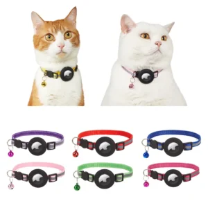 Luxury Anti Lost Silicone Pet Locator Collar Compatible with Apple AirTag Tracker Polyester Neck Sleeve Accessory for Cats