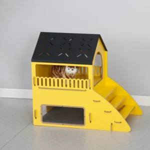Luxury Breathable Durable Triangle Shape Indoor Cat Small Animal MDF Wood Roof Furniture House Handmade Carriers Pet