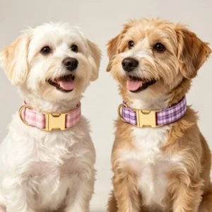 Luxury British Style Colorful Elegant Polyester Soft Pet Collar Grid Pattern Fashion Print Personalized Dog Collars