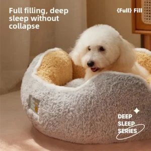 Luxury Cactus Pouf Pet Bed Winter Warm Thickened Plush Round Dog House Soft PP Cotton Cushion for Cats and Puppies