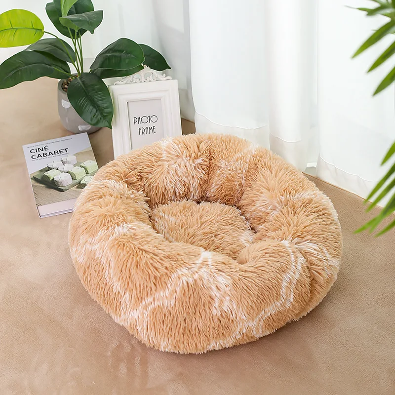 Luxury Comfortable Fluffy Round Soft Non Slip Pet Beds Accessories for Dogs and Cats