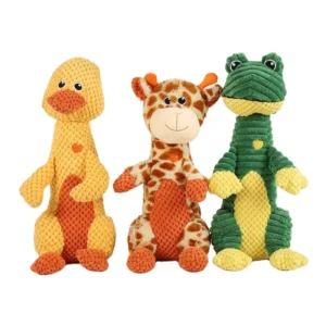 Luxury Cotton Cartoon Pattern Soft & Cleaning Animal Plush Dog Squeaky Chew Toys Bite Resistant Puppy