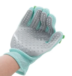 Luxury Crystal Pet Hair Remover Five Finger Deshedding Grooming Gloves with Rubber Brush for Dogs Bathing