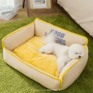 Luxury Custom Cat Large Dog Sofa Bed Solid Fiber with Detachable Washable Cushion Easy Clean Pattern Pet Beds Accessories