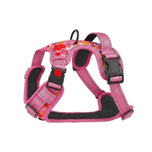 Luxury Custom Solid Pink Adjustable Quick Release Reflective Soft Mesh Padded No Pull Dog Harness with Easy Control