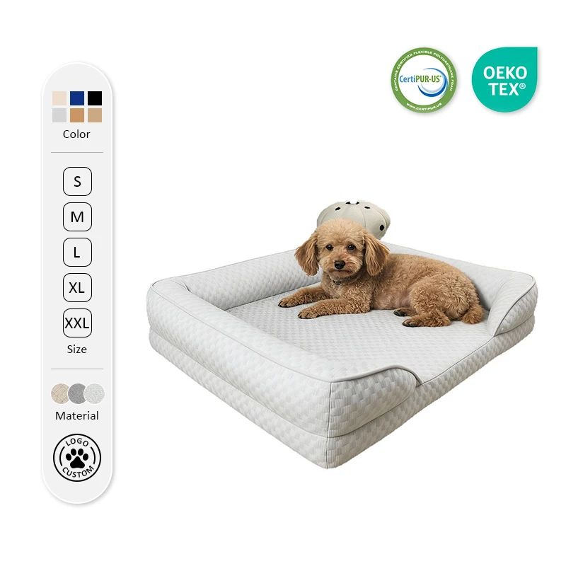 Luxury Dog Sofa Cooling Pet Dog Orthopedic Bed High Density Orthopedic Foam Custom Size Dog Bed