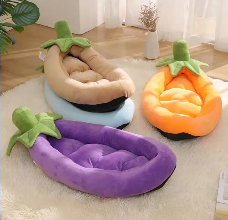 Luxury Dog and Cat Bed Soft Crystal Super Soft PP Cotton Removable Washable All Seasons Solid Pattern Oval Shape Pet Bed