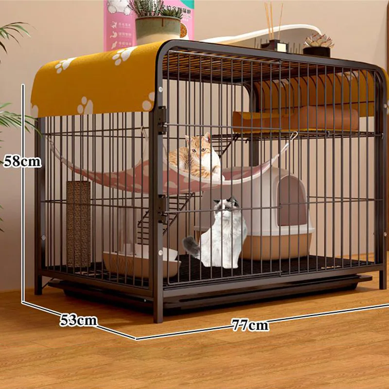 Luxury Durable Iron Solid Large Multi layer Pet Cat & Dog Cage with Plastic Tray and Box Black Custom Design for All Seasons