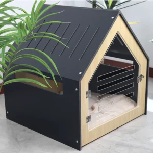 Luxury Eco Friendly Modern Print Wood Indoor Waterproof Dog House Bed Furniture All Seasons No Assembly PVC Roof