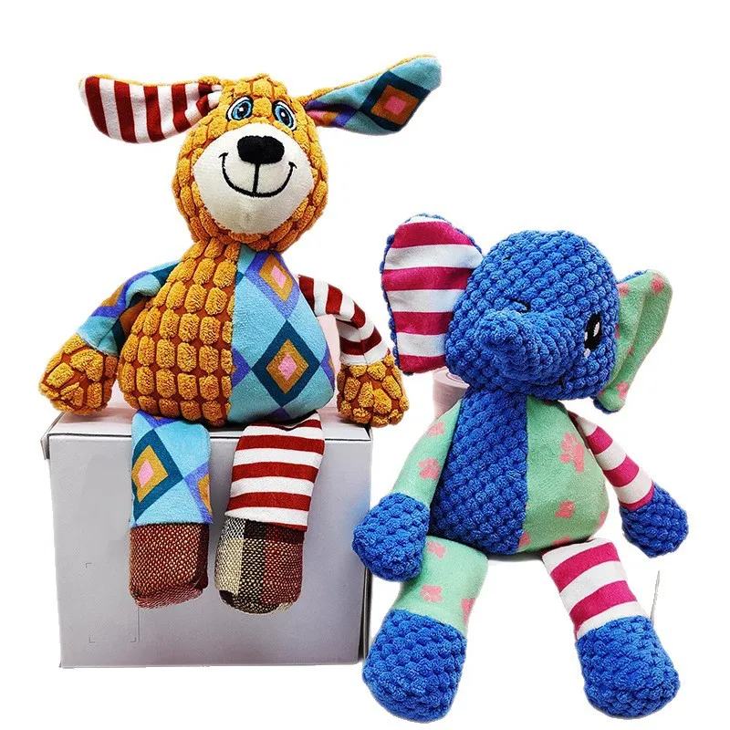 Luxury Eco-Friendly Waterproof Cartoon Style Squeak Plush Chew Toy Cute Interactive Dog Teething Resistant